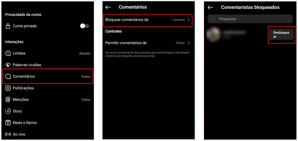 Acesse as configurações de comentários para tirar restrições (Imagem: Captura de tela/André Magalhães/Canaltech)