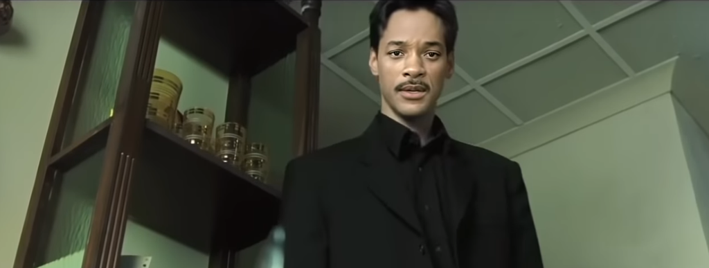 Will Smith no papel de Neo, em Matrix, um exemplo de tecnologia deepfake