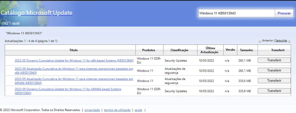 A KB5013943 do Windows Update bugou o sistema operacional e causou conflito (Imagem: Captura de tela/Alveni Lisboa/Canaltech)