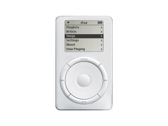 Primeiro iPod de 2001 tinha tela monocromática (Imagem: Divulgação/Apple)