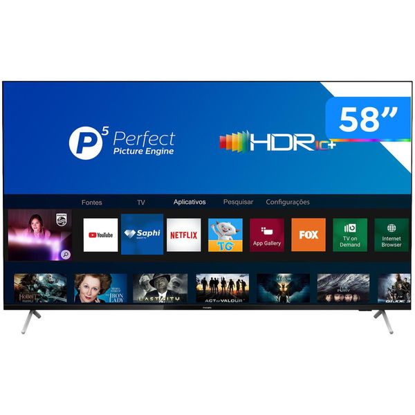 [APP+ CLIENTE OURO + CUPOM] Smart TV 4K D-LED 58” Philips 58PUG7625/78 - Wi-Fi Bluetooth HDR 3 HDMI 2 USB