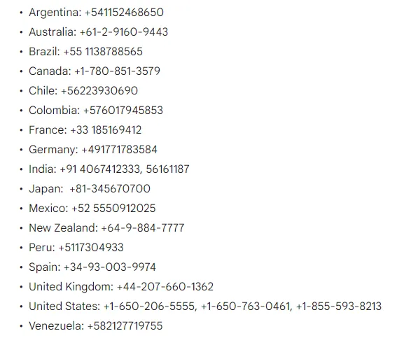 Esses são os números de telefones do Google Assistente no Brasil e no mundo (Imagem: Reprodução/Google)