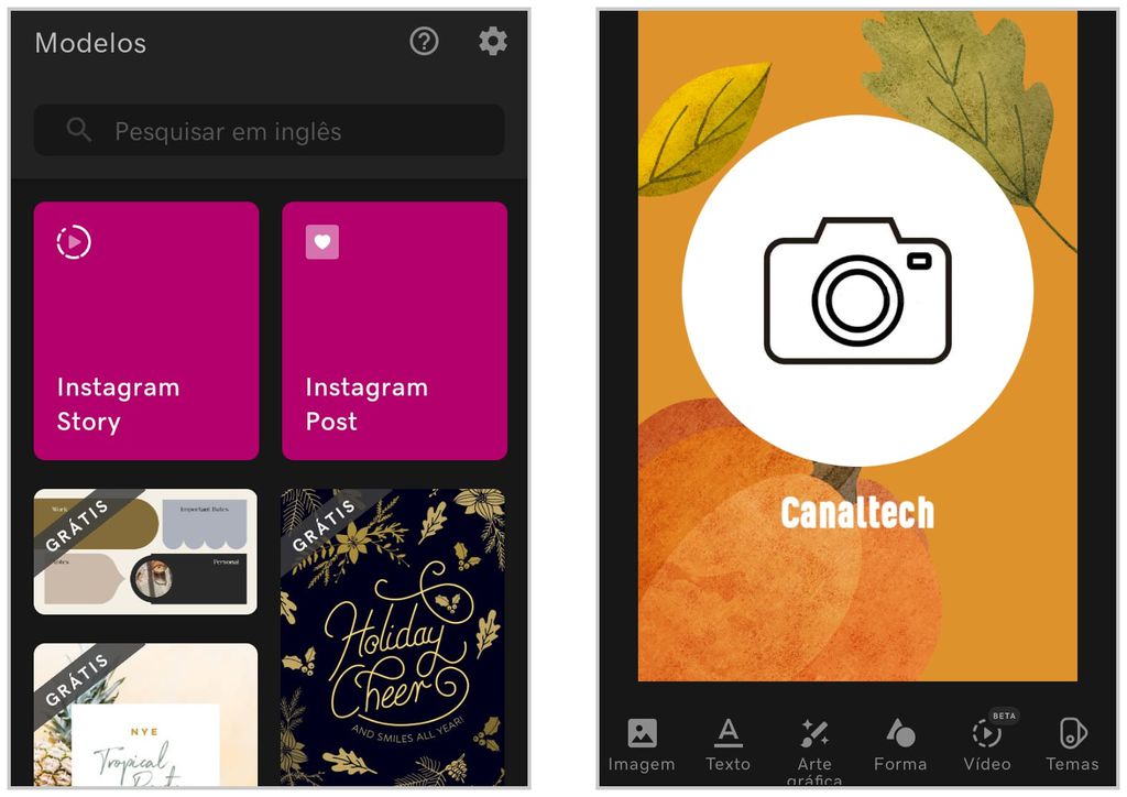 Crie uma capa para destaque do Instagram usando o app Over GoDaddy Studio (Captura de tela: Matheus Bigogno)