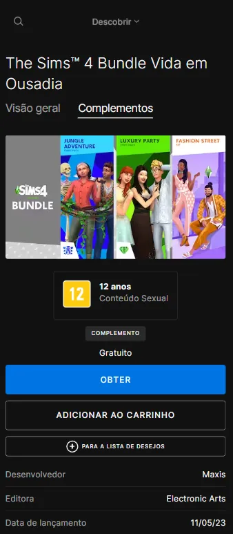 Bundle The Sims 4 Vida em Ousadia gratuito na Epic Games! - Alala Sims