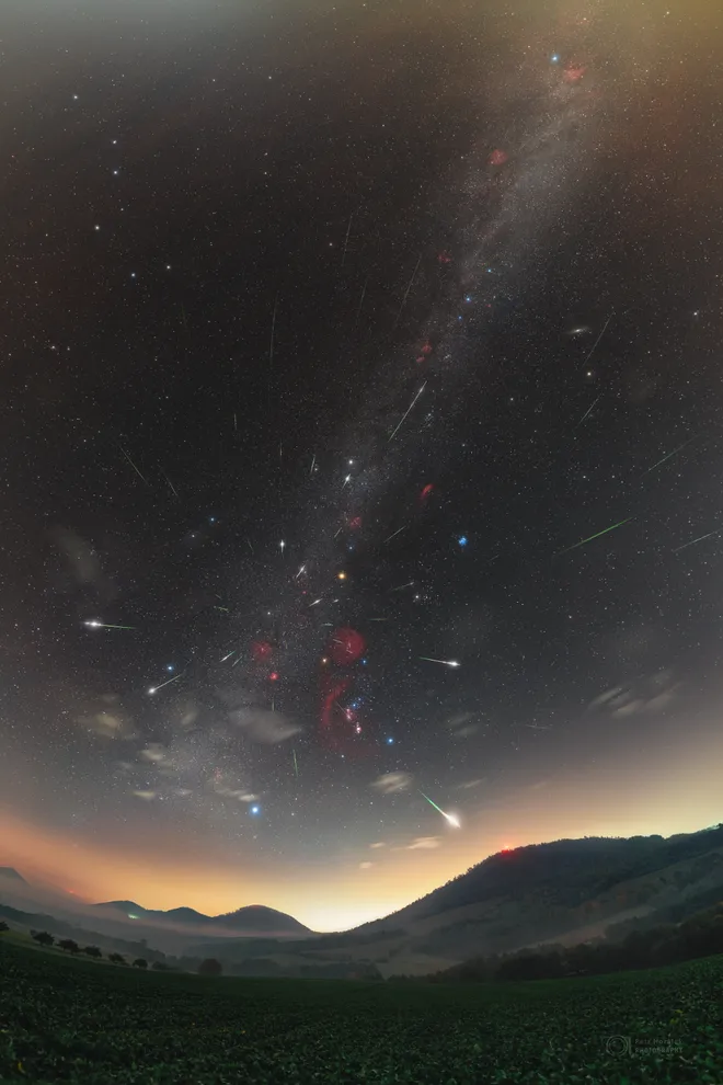 Meteoros Oriônidas fotografados entre 2015 e 2022 (Imagem: Reprodução/Petr Horalek / Institute of Physics in Opava)