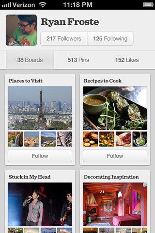 Pinterest app screenshot