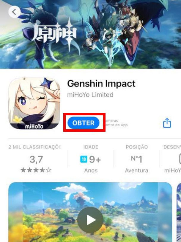 Acesse a página da App Store do game e clique em "Obter" e, em seguida, efetue o download (Captura de tela: Matheus Bigogno)