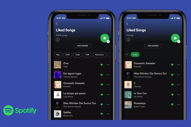 Spotify agora permite que você filtre sua coleção de músicas curtidas