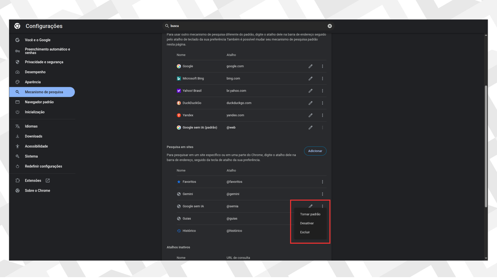 Como alterar o buscador padrão do Chrome para versão 