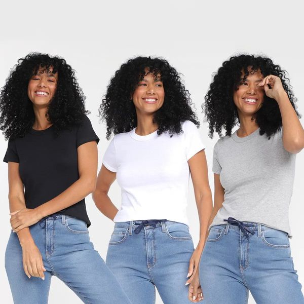 Kit Camiseta Hering Básica Feminina 3 Peças | PIX