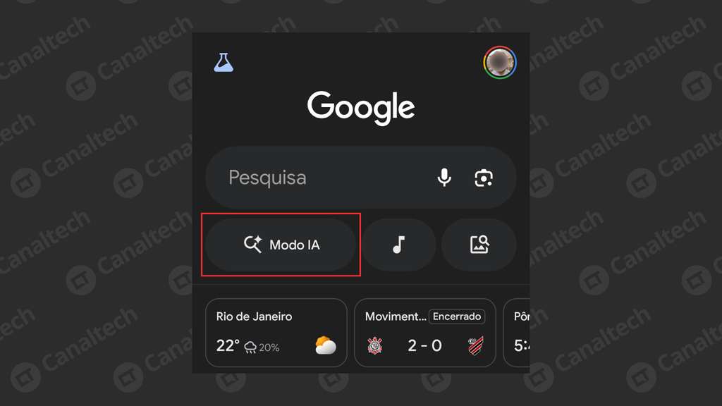 Como usar o Modo IA do Google pelo app (Imagem: Captura de tela/Bruno De Blasi/Canaltech)