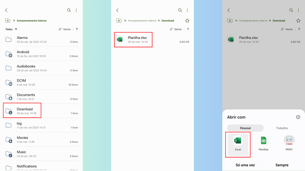 Como abrir um arquivo XLSX no celular (Imagem: Captura de tela/Bruno De Blasi/Canaltech)