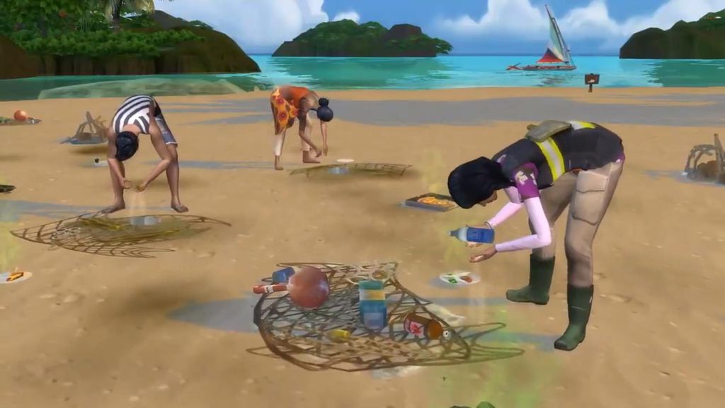 Catar lixo faz parte das atividades para manter a ilha de Sulani em ordem