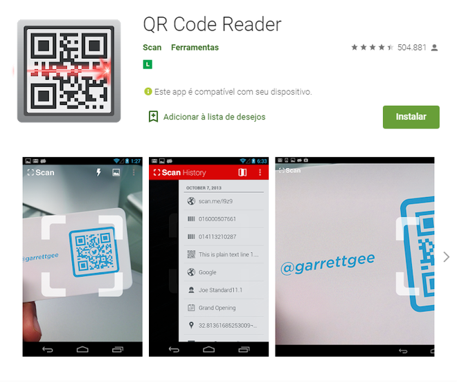 QR Code Reader / Captura de tela: Ariane Velasco