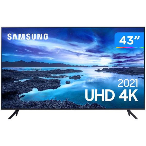 Smart TV 43” Crystal 4K Samsung 43AU7700 Wi-Fi - Bluetooth HDR Alexa Built in 3 HDMI 1 USB [CUPOM]