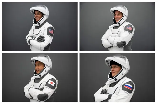 Da esquerda para a direita e de cima para baixo, os astronautas Nicole Mann, Josh Cassada, Koichi Wakata e Anna Kikina(Imagem: Reprodução/NASA)