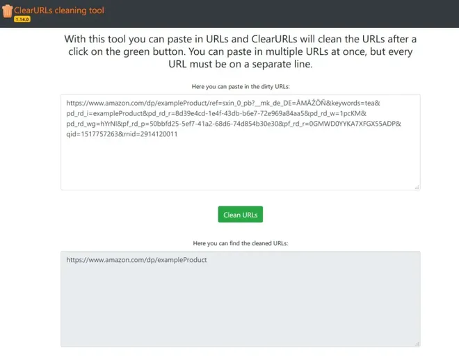O ClearURL limpa o endereço copiado de rastreadores embutidos (Imagem: Reprodução/Mozilla)