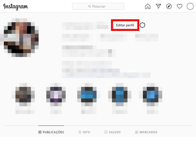 Acesse a aba do seu perfil através da versão web do Instagram e clique em "Editar" (Captura de tela: Matheus Bigogno)
