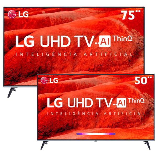 Smart TV LED 75" UHD 4K LG 75UM7510PSB + Smart TV LED 50" UHD 4K LG 50UM7510PSB