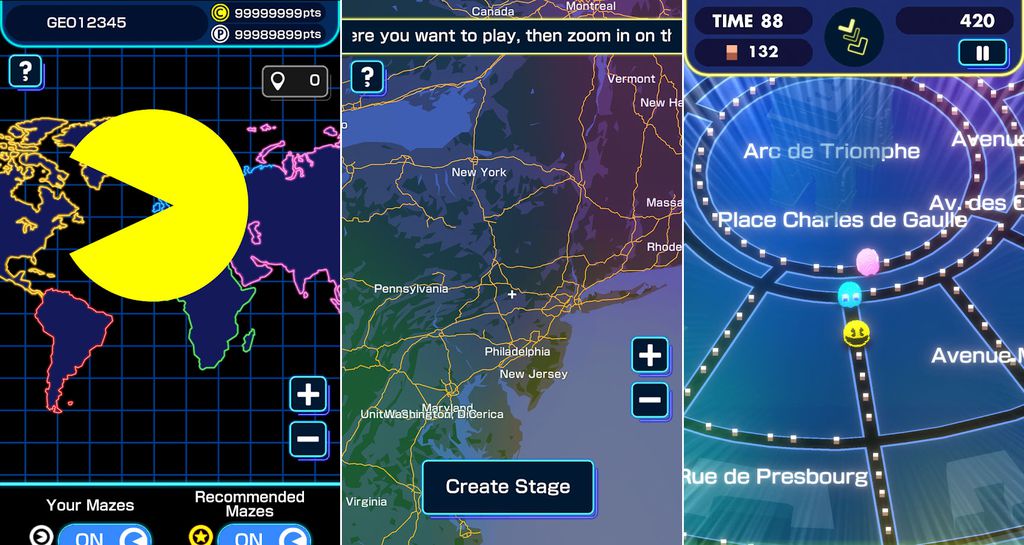 Pac-Man Geo transforma o mundo real em milhões de fases de jogo (imagem: Bandai Namco)