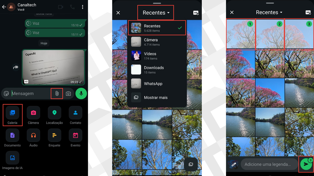 Passos para enviar várias fotos e vídeos ao mesmo tempo no WhatsApp