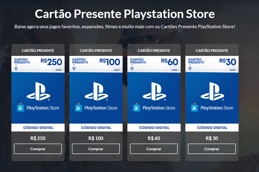 Cartão Presente PlayStation