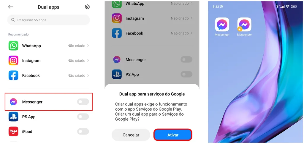 Crie um segundo aplicativo do Messenger no seu celular através do Dual Apps (Captura de tela: Canaltech/Felipe Freitas)