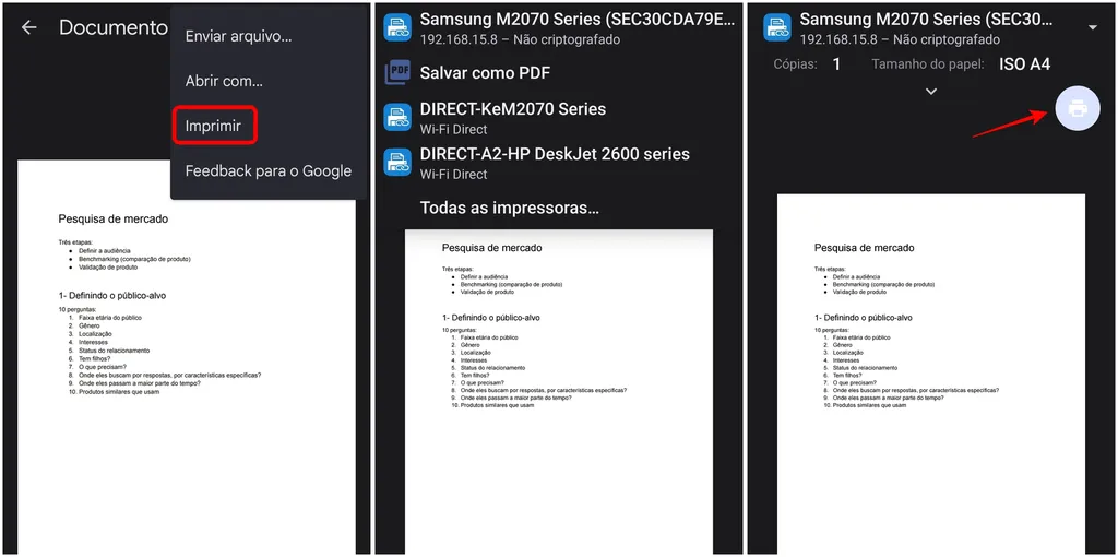 Imprima um documento no Android (Imagem: Captura de tela/Thiago Furquim/Canaltech)