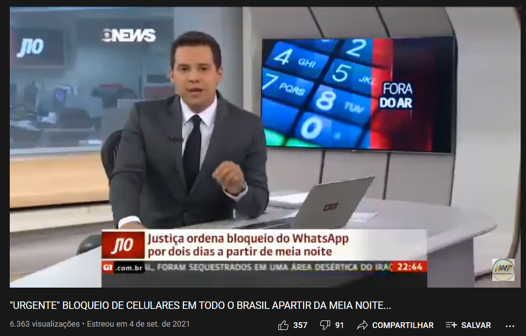 Vídeo de 2015 da Globo News tem sido republicado no YouTube, nas redes sociais e no WhatsApp como se fosse de 2021 (Imagem: Reprodução/YouTube)