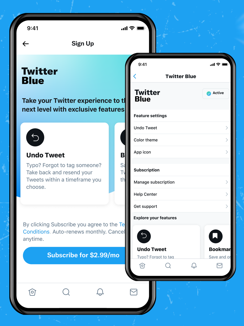 Nos EUA, o Twitter Blue custará US$ 2,99. Já tem preço até no Brasil para quando a novidade for lançada oficialmente (Imagem: Twitter/Divulgação)