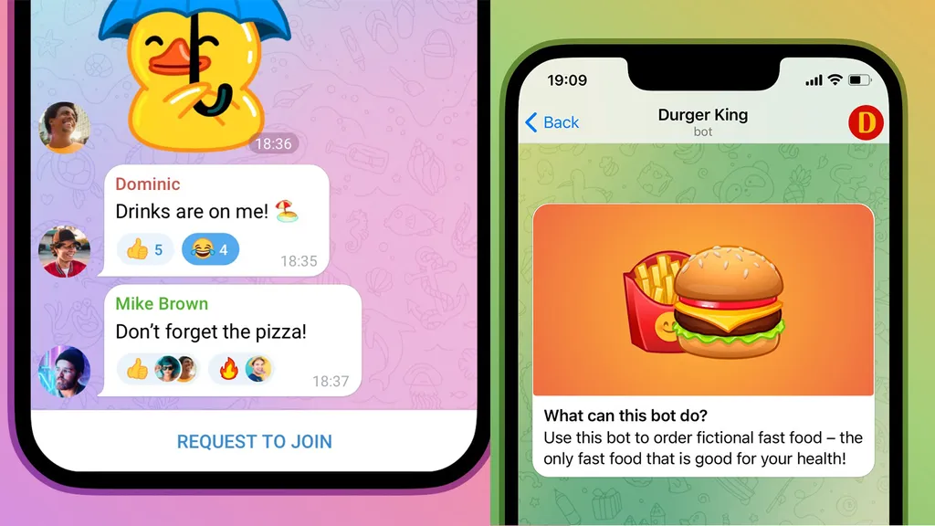 As APIs do Telegram permitem criar emojis, animações e robôs para as salas de bate-papo (Imagem: Reprodução/Telegram)