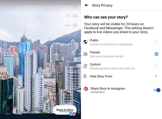 Facebook testa nova ferramenta que permite sincronizar com stories do Instagram
