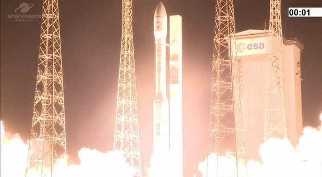 O lançamento ocorreu na segunda-feira, mas a carga útil foi perdida devido à falha (Imagem: Reprodução/Arianespace)