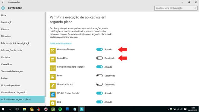 Apps em segundo plano - Windows 10 Apps em segundo plano - Windows 10