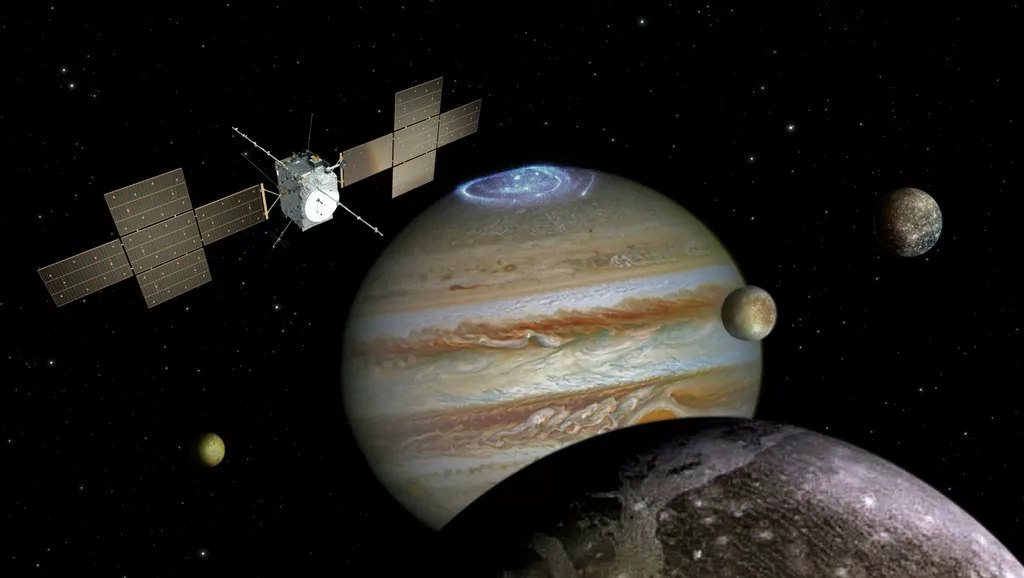Imagem da sonda JUICE, que ajudará os cientistas a entenderem planetas fora do Sistema Solar (Imagem: Reprodução/ESA/NASA/DLR)