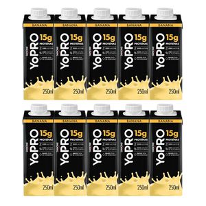 10 unidades de YoPRO Bebida Láctea UHT Banana 15g de proteínas 250ml | R$ 5,68 CADA