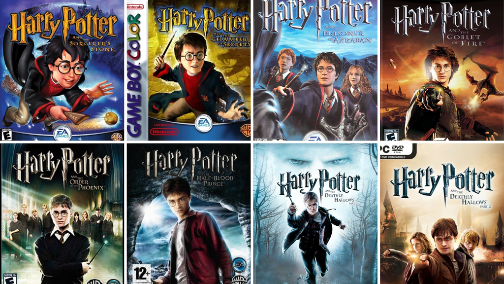 Capas dos jogos que adaptavam os filmes e os livros (Imagem: Montagem/Reprodução/Harry Potter Fandom/Canaltech)