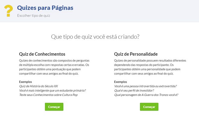 Quiz Respostas certas e Erradas