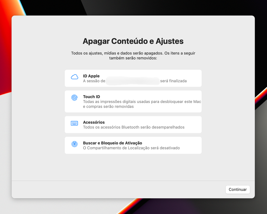 Apague todo o conteúdo e ajustes do seu Mac através da nova funcionalidade do macOS 12 Monterey. (Bruno Salutes/Canaltech)