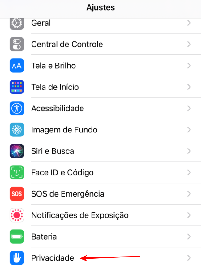 Encontra a seção "Privacidade" nos ajustes do iOS - Captura de tela: Thiago Furquim (Canaltech)