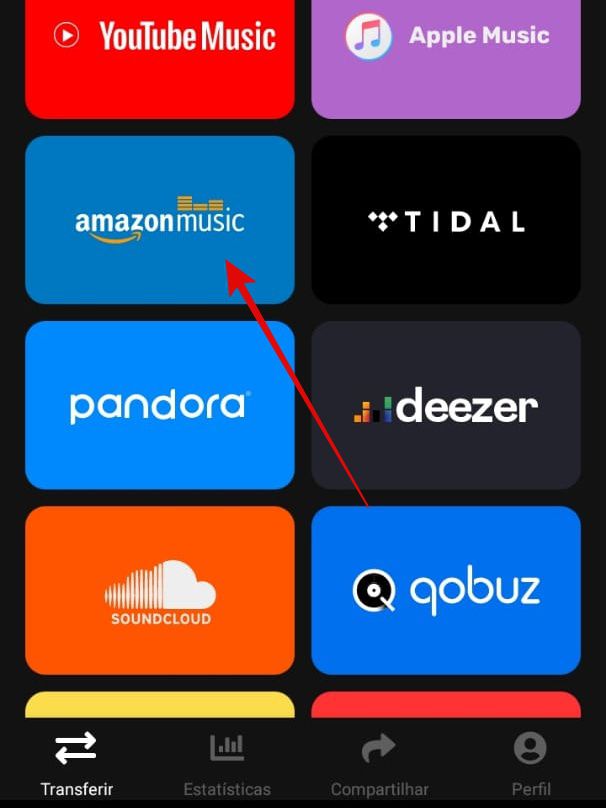 Selecione o serviço da Amazon Music para (Imagem: Guadalupe Carniel/Captura de tela)