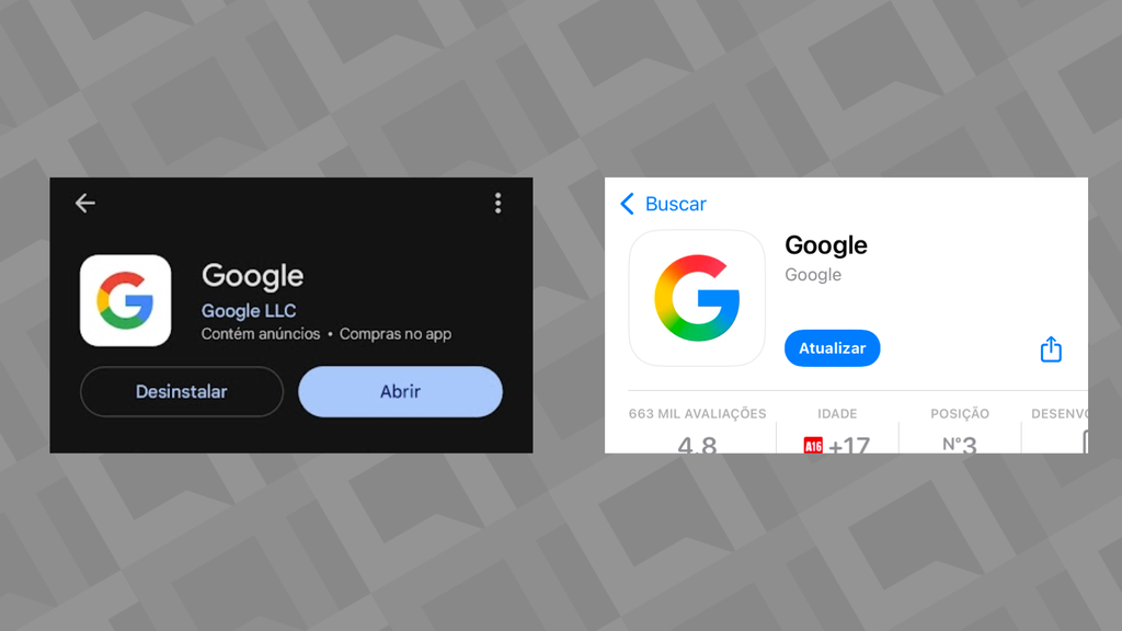 Comparativo entre ícones do Google
