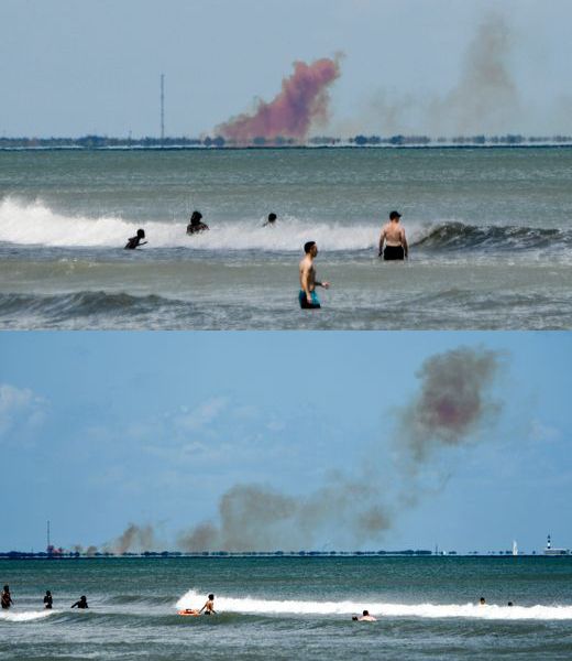 Fumaça intensa na base de testes da SpaceX (Foto: Florida Today)