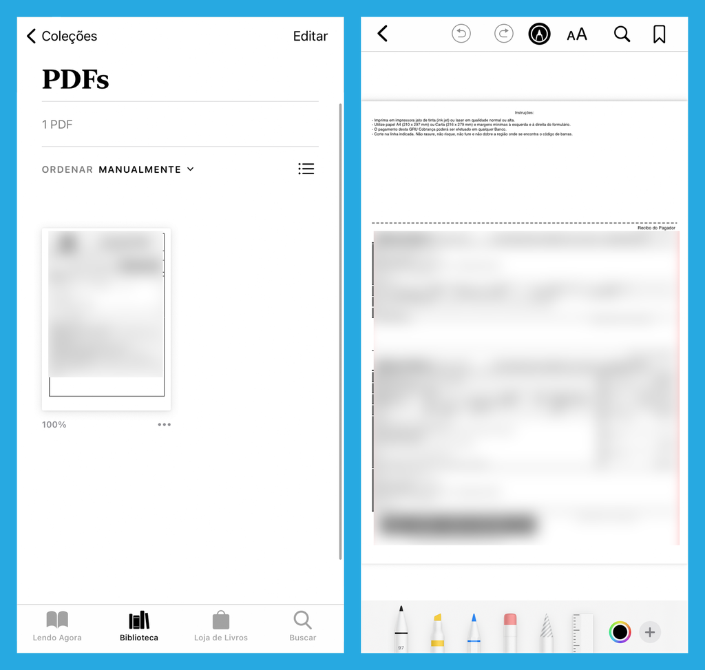 iOS possui uma opção nativa para ler PDF (Imagem: André Magalhães/Captura de tela)