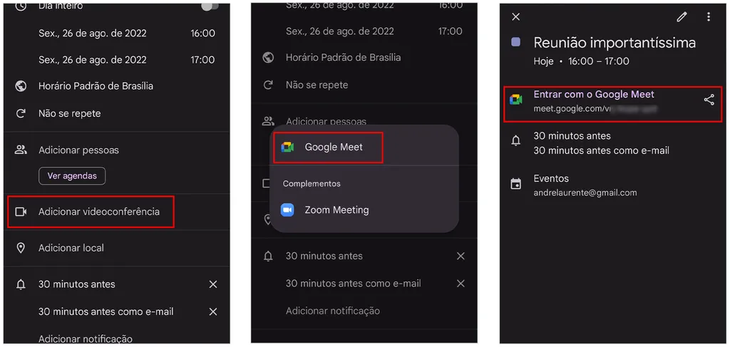 Saiba como agendar reunião no Google Meet com o Google Agenda (Captura de tela: André Magalhães)