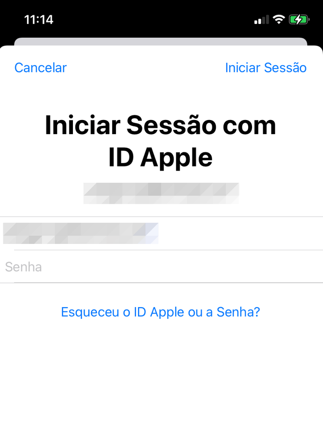 Faça o login com seu ID Apple - Captura de tela: Thiago Furquim (Canaltech)