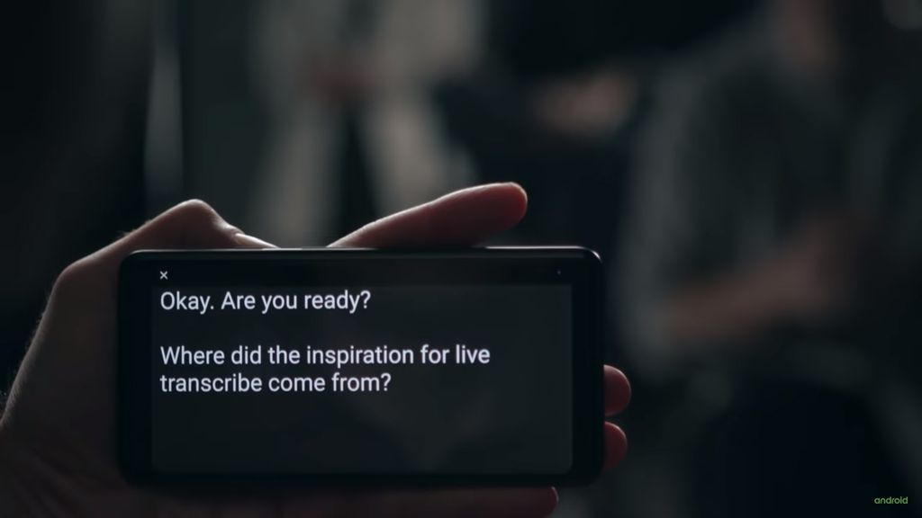 Tela do Live Transcribe em uso