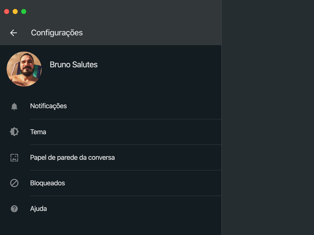 Acesse as configurações do WhatsApp Web e escolha 'Tema" / Captura de tela: Bruno Salutes (Captura de tela)