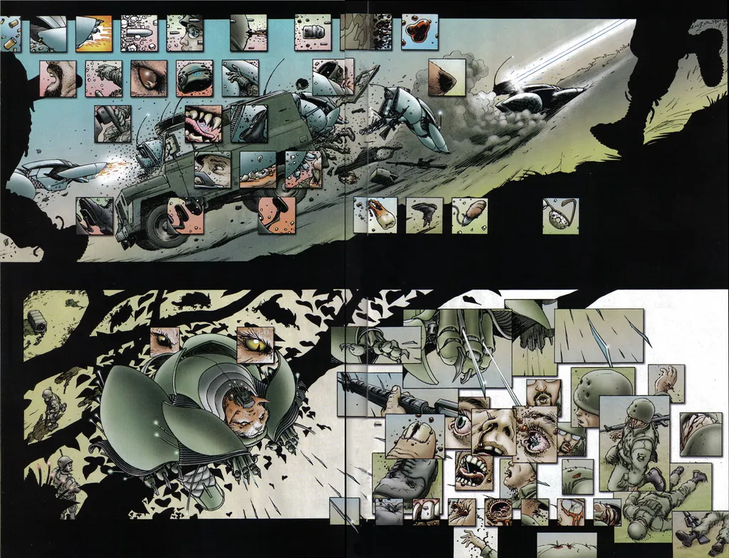 Frank Quitely é outro artista que se inspirou em Krigstein, em We3 (Imagem: Reprodução/DC Comics)