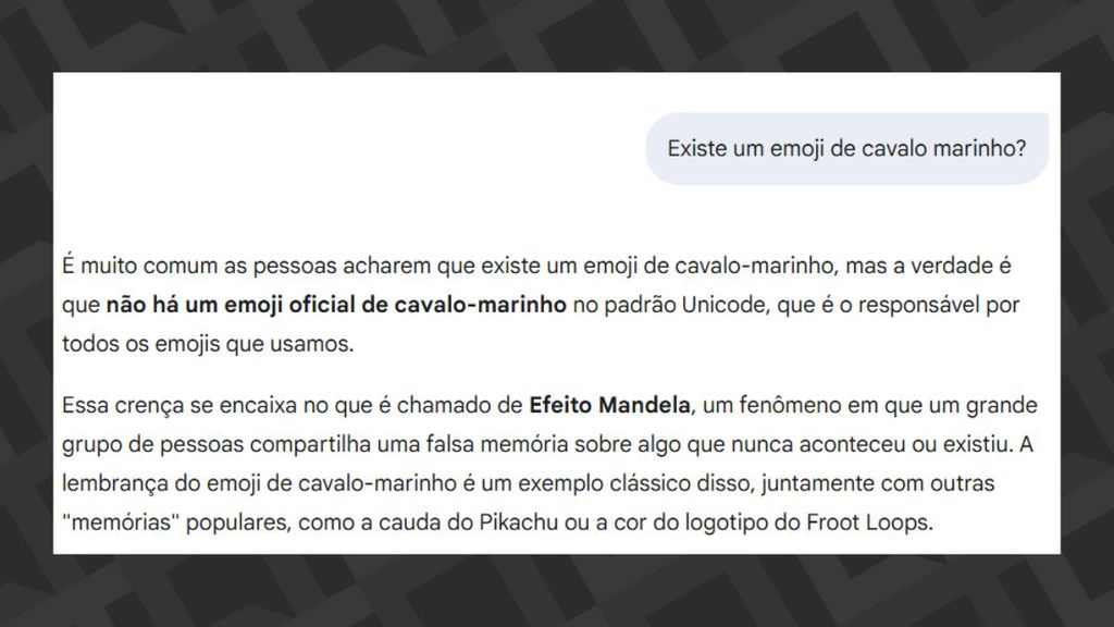 Gemini apresenta resposta sobre cavalo marinho